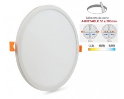 Downlight panel LED Redondo 225mm Blanco 20W, Corte ajustable 50 a 205mm